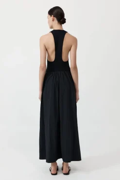 Dresses*St. Agni Plunge Neck Dress - Black