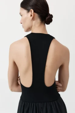 Dresses*St. Agni Plunge Neck Dress - Black