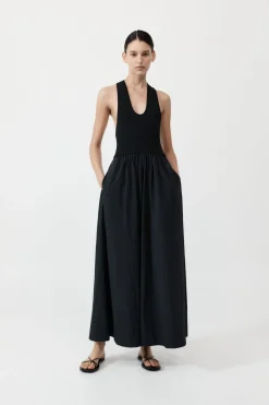 Knitwear*St. Agni Plunge Neck Dress - Black