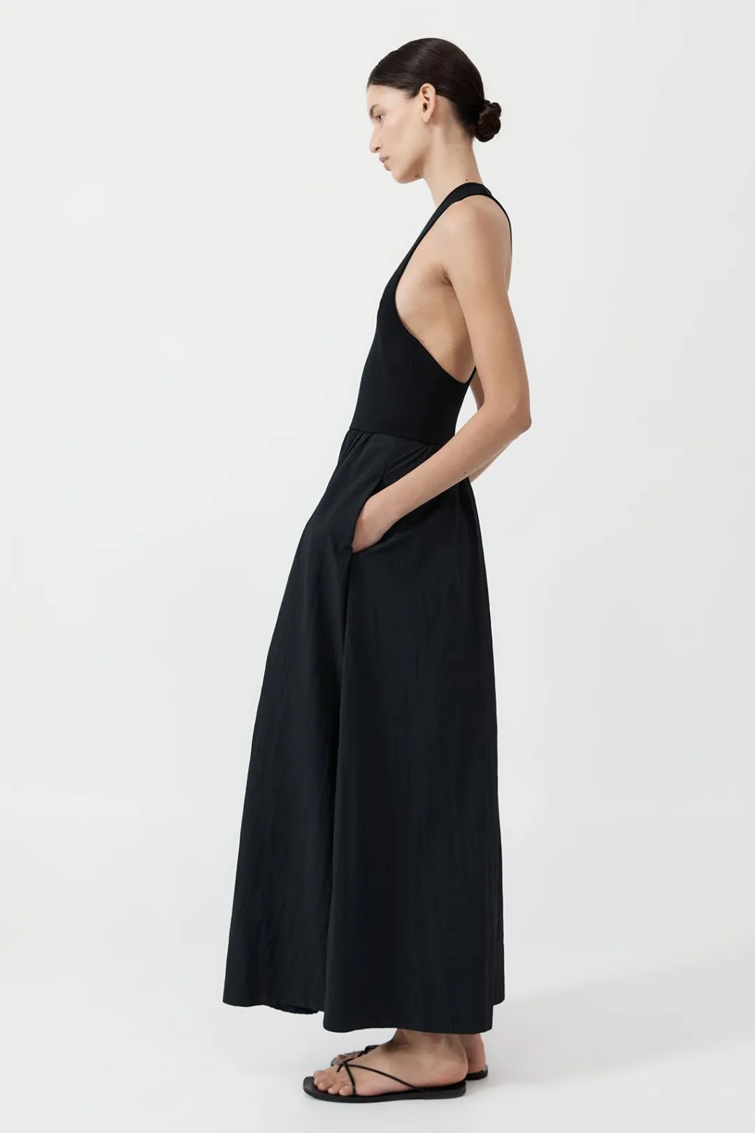 Knitwear*St. Agni Plunge Neck Dress - Black