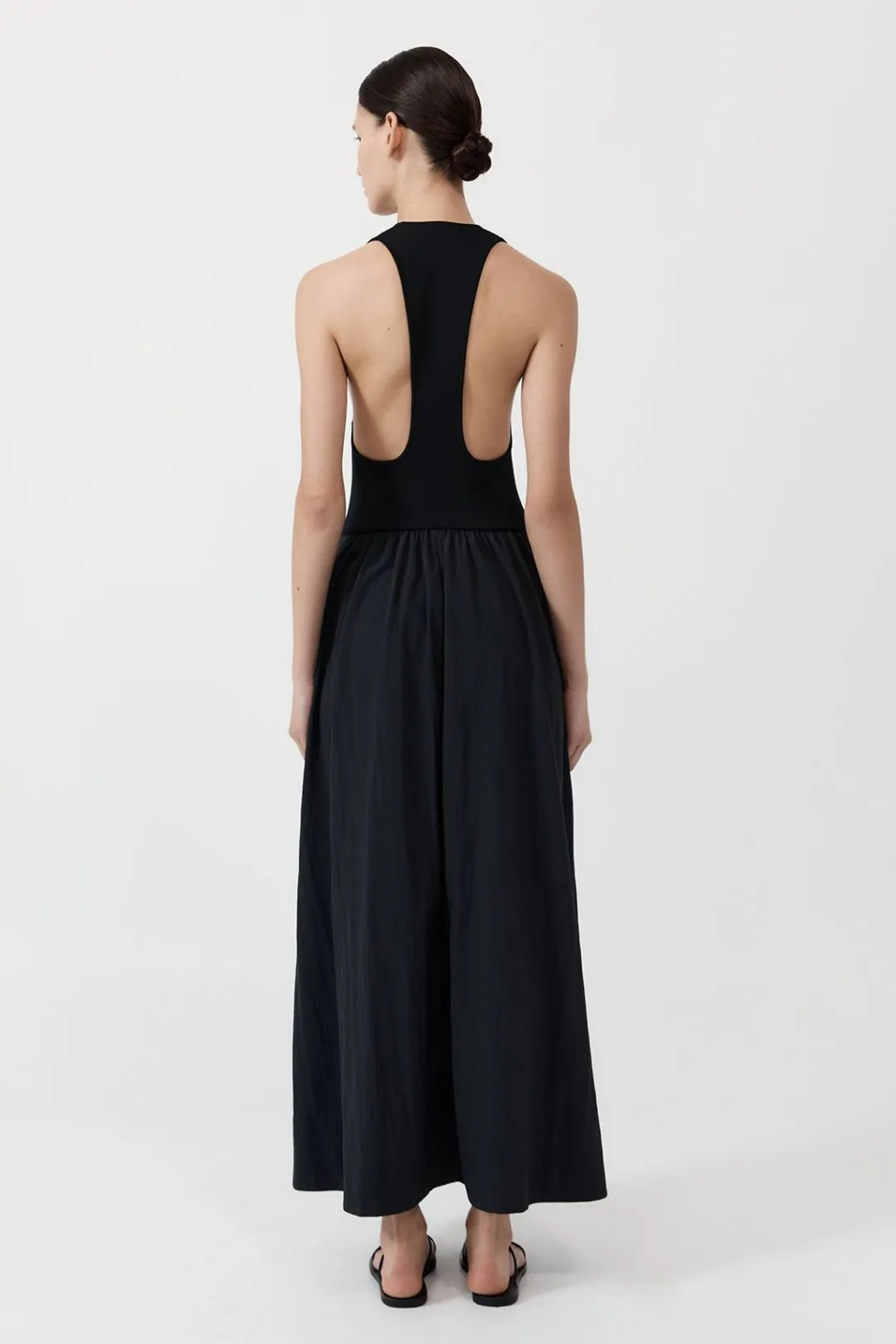 Knitwear*St. Agni Plunge Neck Dress - Black