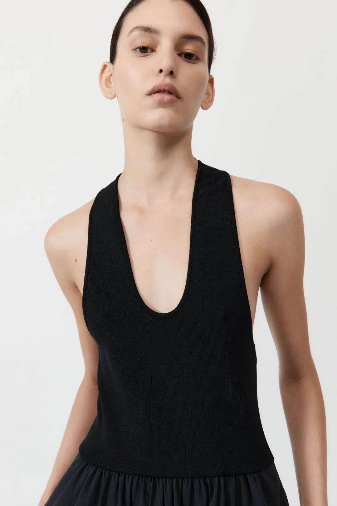 Knitwear*St. Agni Plunge Neck Dress - Black