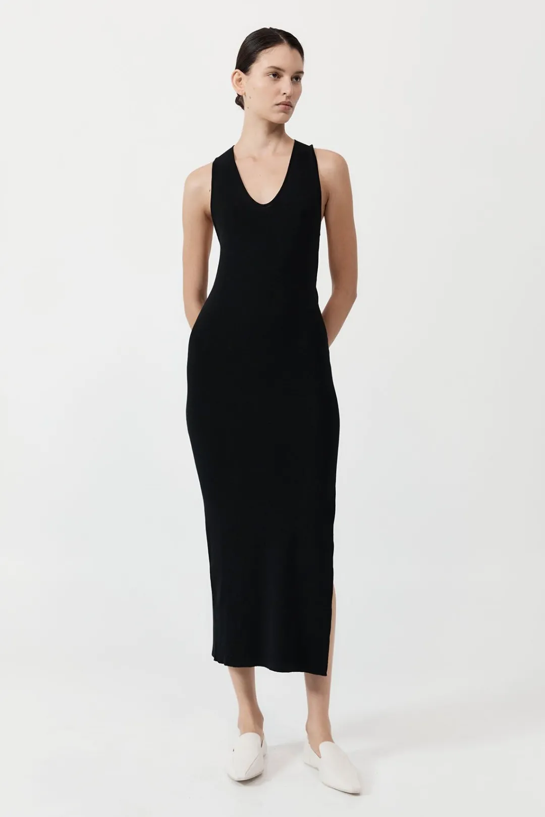 Dresses*St. Agni Plunge Neck Knit Dress - Black