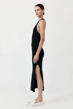 Dresses*St. Agni Plunge Neck Knit Dress - Black