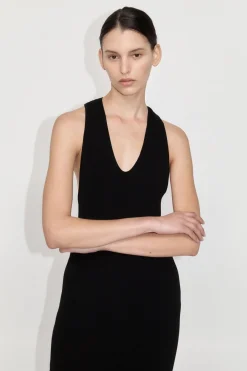 Dresses*St. Agni Plunge Neck Knit Dress - Black