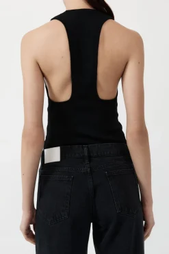 Knitwear*St. Agni Plunge Neck Knit Top - Black
