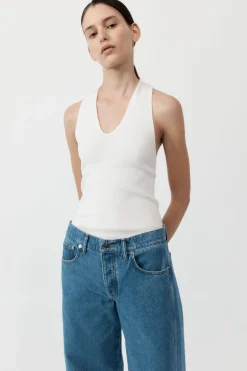 Tops*St. Agni Plunge Neck Knit Top - White