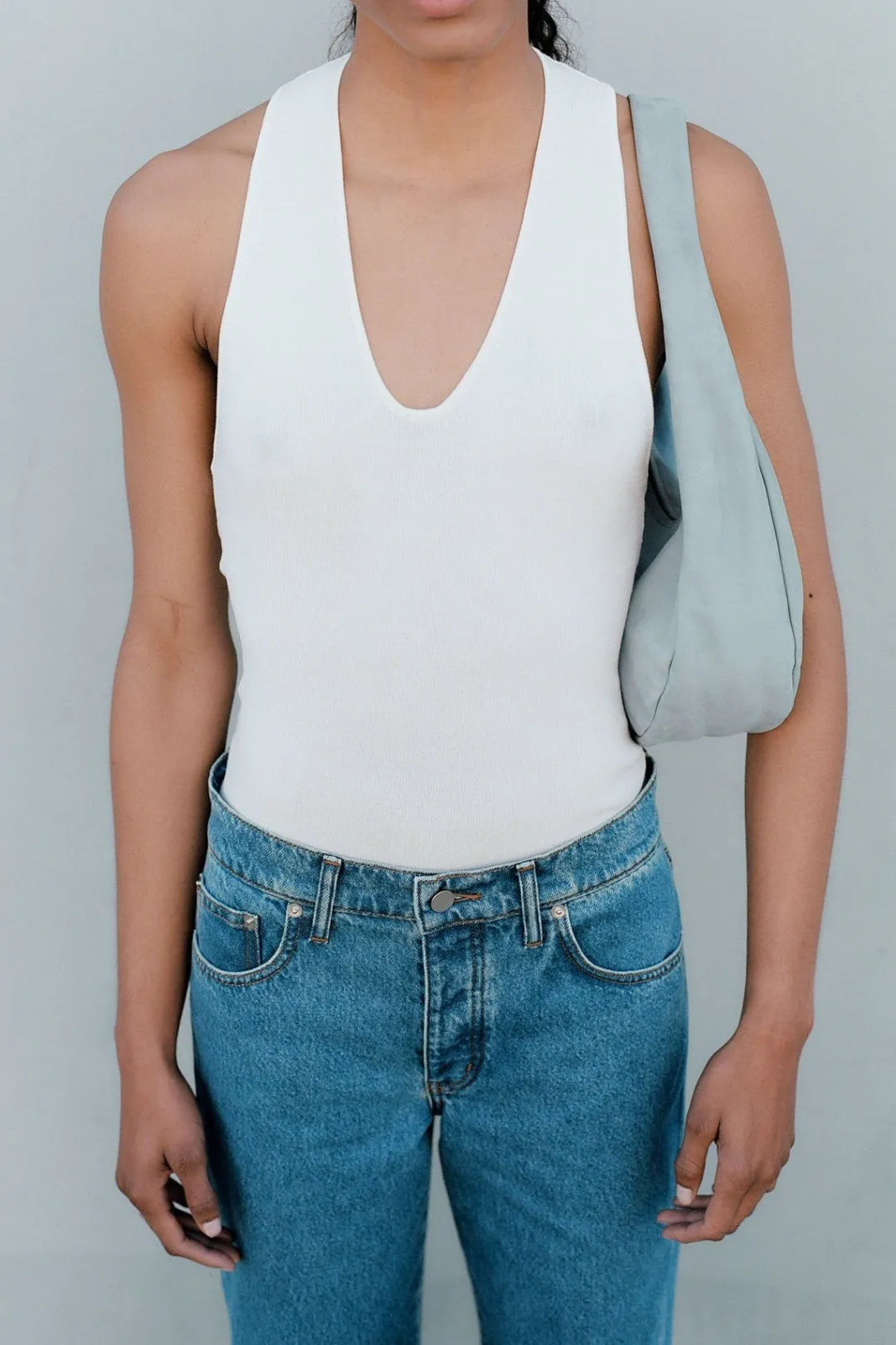 Tops*St. Agni Plunge Neck Knit Top - White