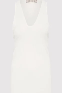 Singlets*St. Agni Plunge Neck Knit Top - White