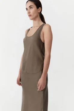 Tops*St. Agni Racer Back Bias Tank - Kelp