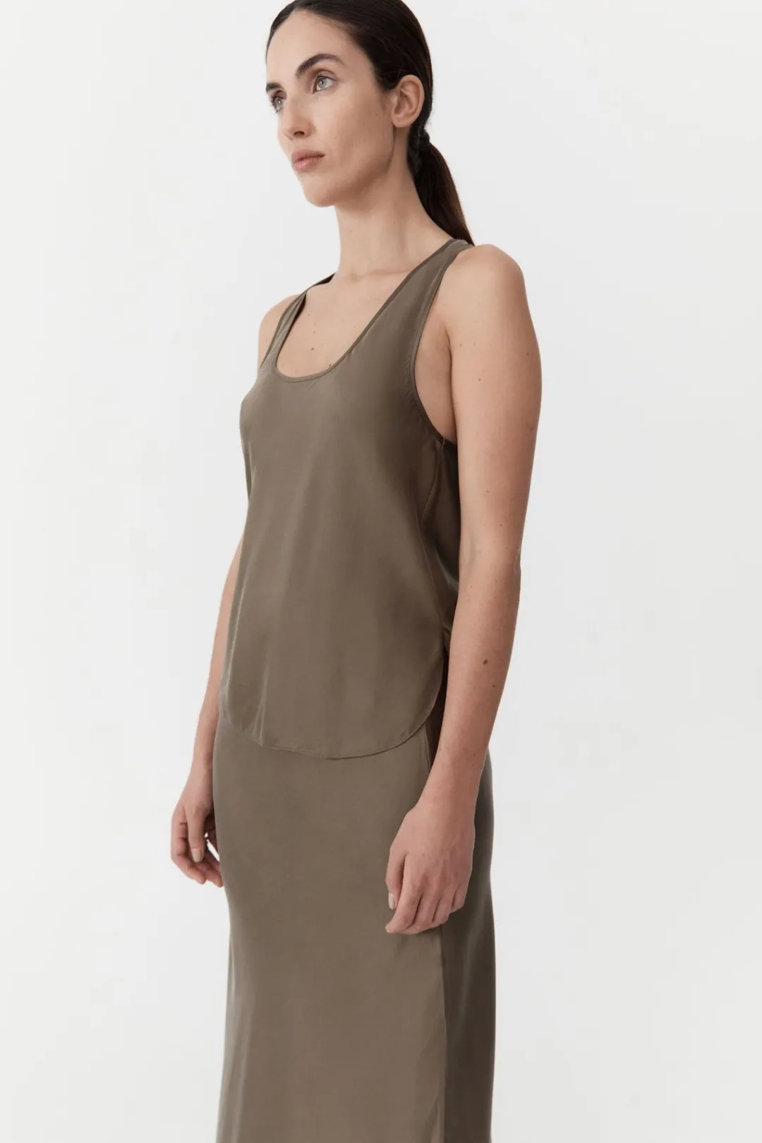 Tops*St. Agni Racer Back Bias Tank - Kelp