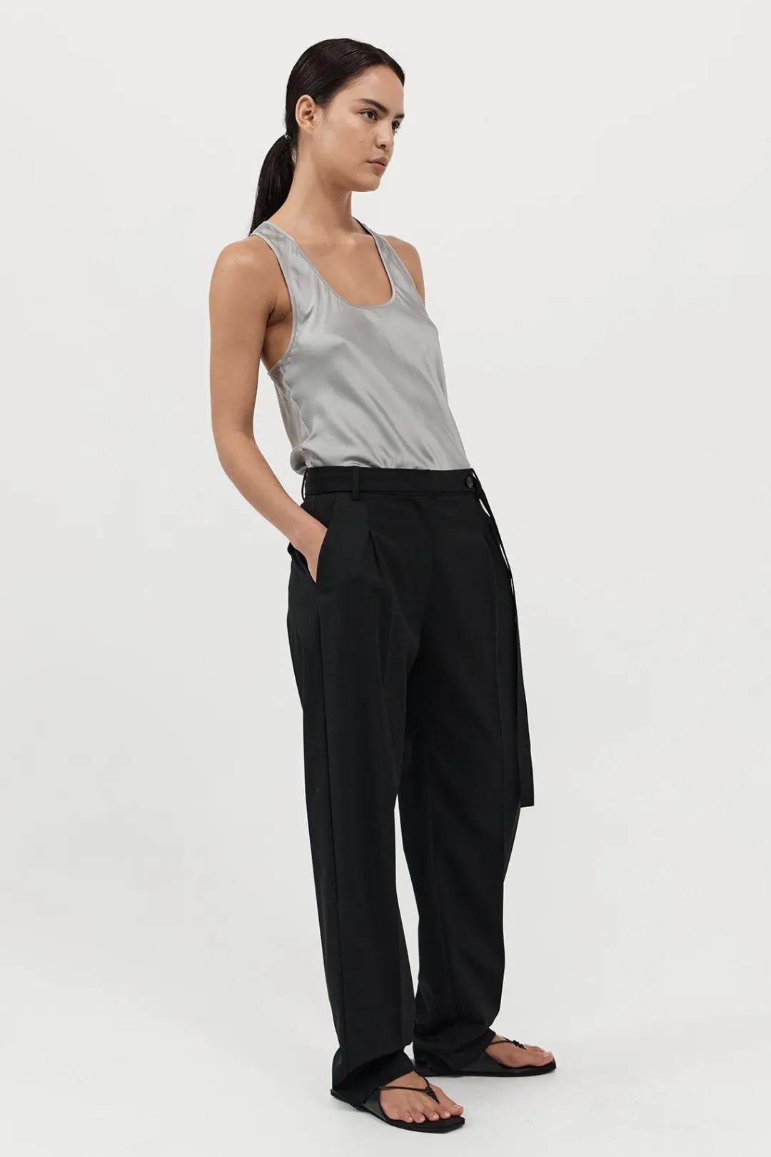 Tops*St. Agni Racer Back Bias Tank - Silver