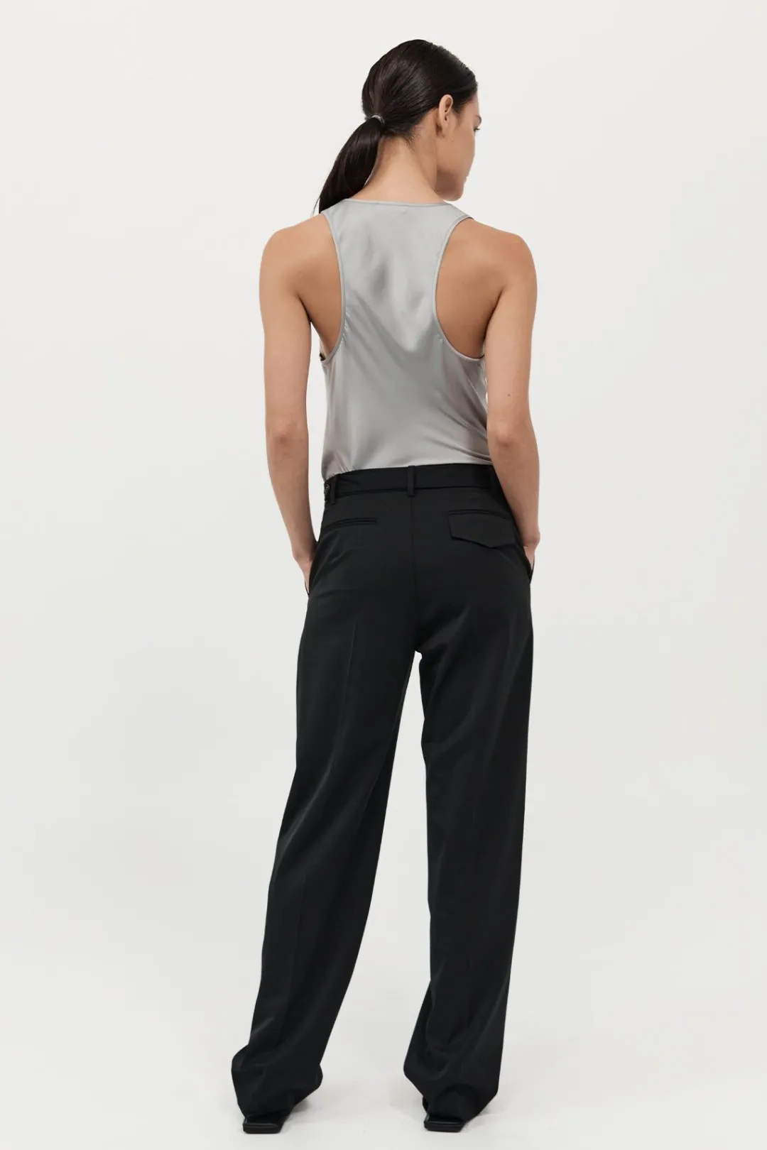 Tops*St. Agni Racer Back Bias Tank - Silver