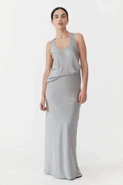 Tops*St. Agni Racer Back Bias Tank - Silver