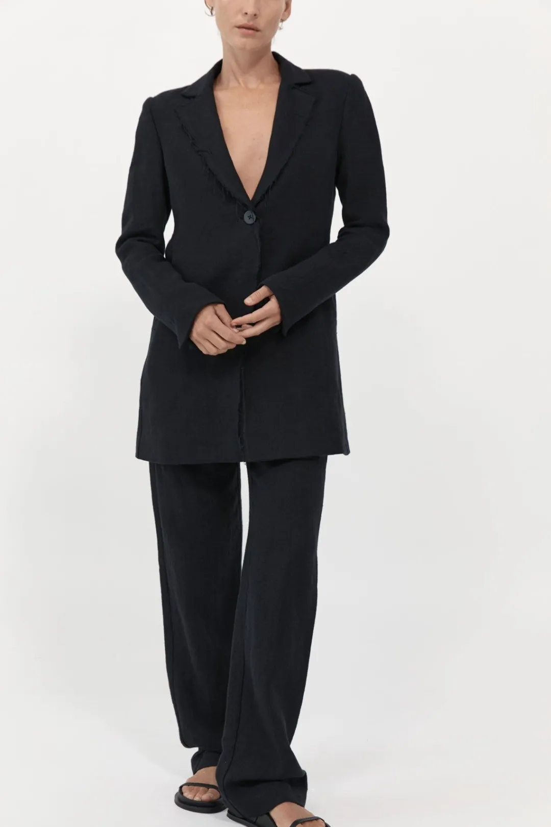 Jackets*St. Agni Raw Edge Blazer - Black