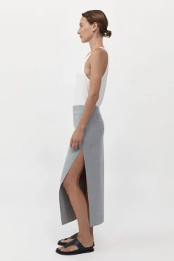 Tailoring*St. Agni Raw Hem Midi Skirt - Grey Heather