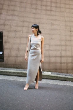 Tailoring*St. Agni Raw Hem Midi Skirt - Grey Heather