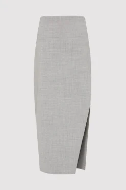 Tailoring*St. Agni Raw Hem Midi Skirt - Grey Heather