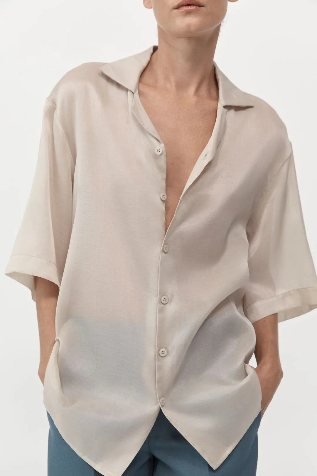 Tops*St. Agni Relaxed Collar Shirt - Birch