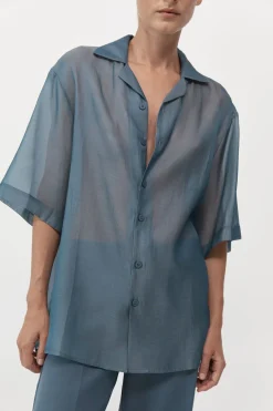 Unisex*St. Agni Relaxed Collar Shirt - Slate