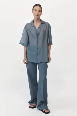 Unisex*St. Agni Relaxed Collar Shirt - Slate