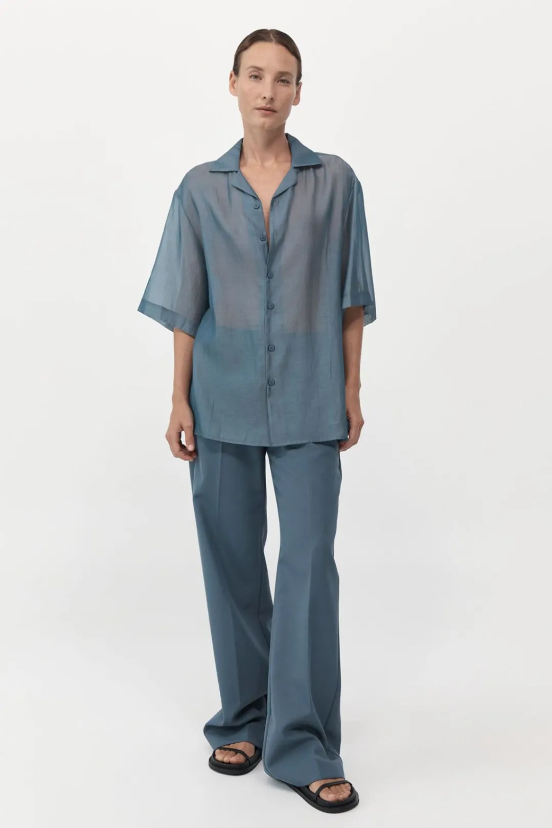 Shirts*St. Agni Relaxed Collar Shirt - Slate