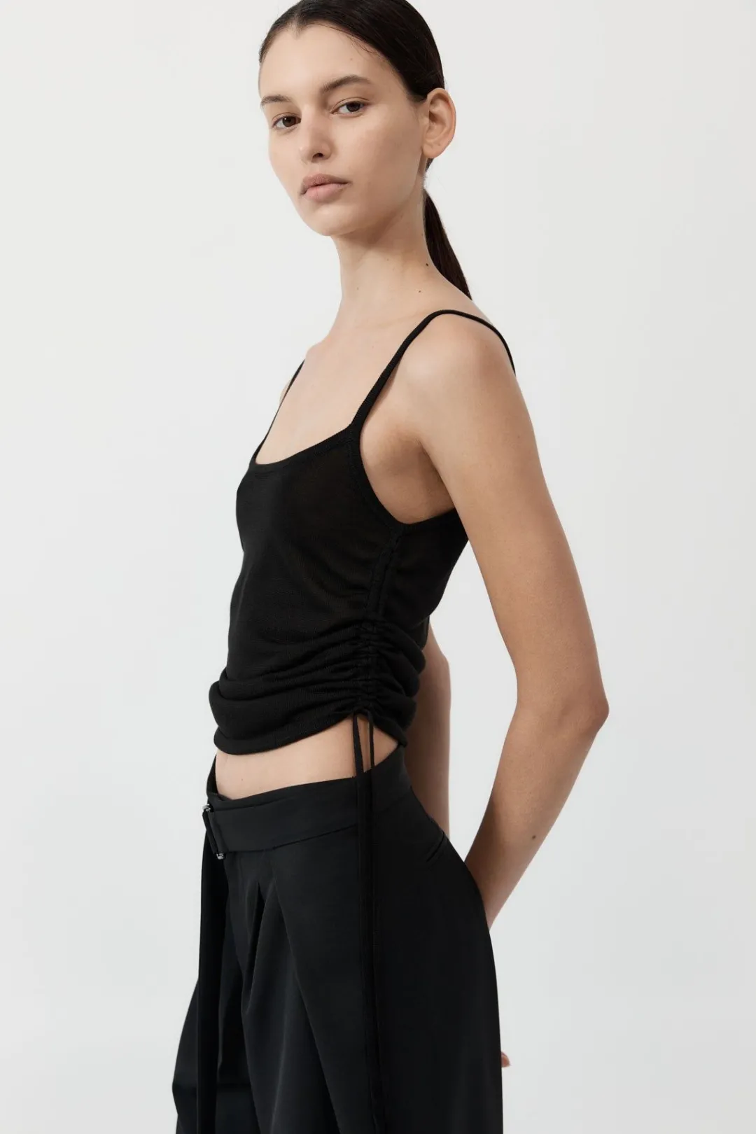 Tops*St. Agni Ruched Tank - Black