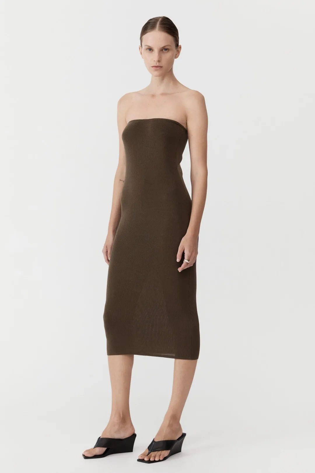 Knitwear*St. Agni 90s Strapless Knit Midi Dress - Kelp
