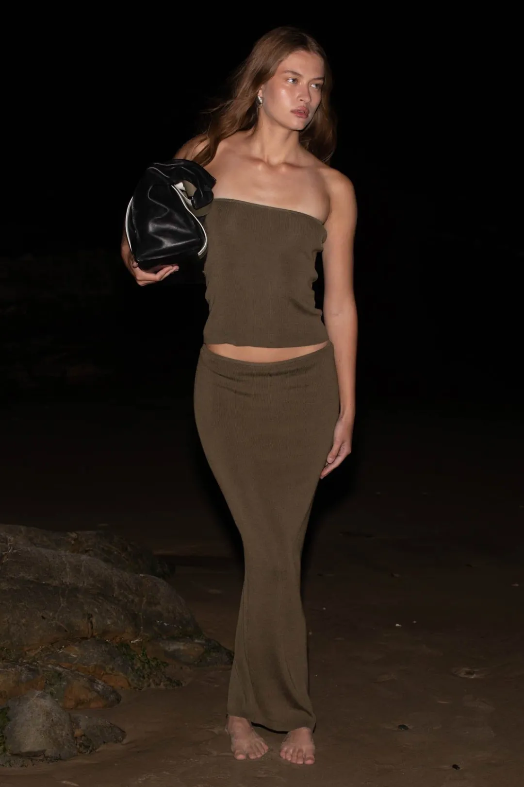 Knitwear*St. Agni 90s Strapless Knit Midi Dress - Kelp