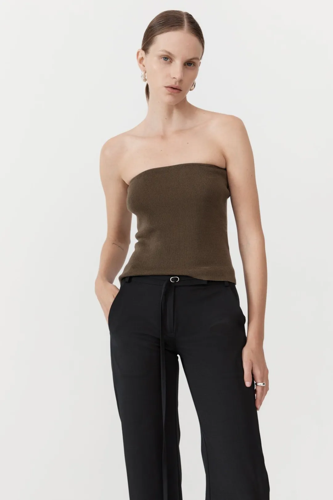 Knitwear*St. Agni 90s Strapless Knit Top - Kelp