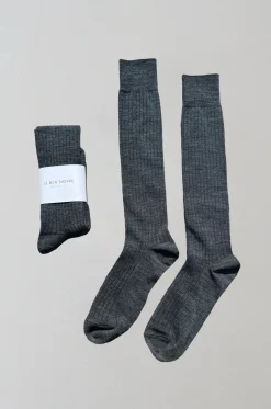 Socks*St. Agni Schoolgirl Socks - Charcoal Melange - By Le Bon