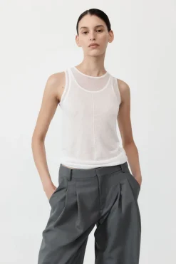 Knitwear*St. Agni Semi Sheer Double Layer Tank - White