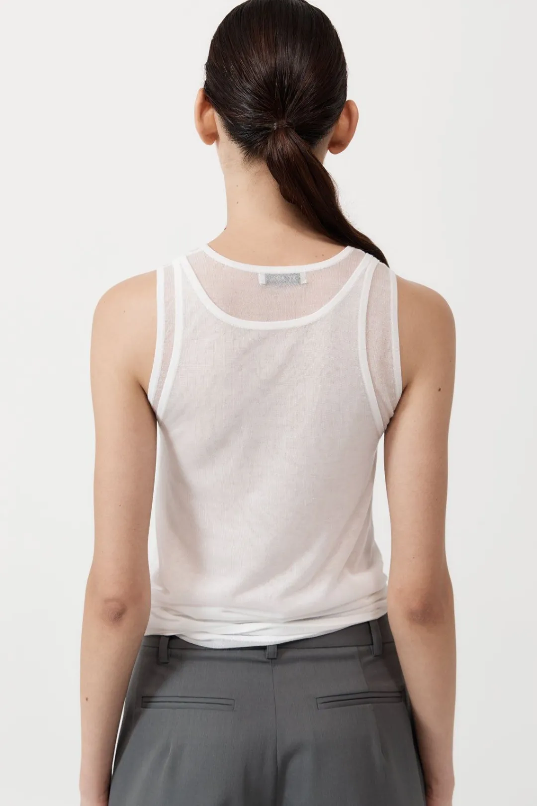 Knitwear*St. Agni Semi Sheer Double Layer Tank - White