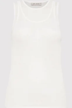 Knitwear*St. Agni Semi Sheer Double Layer Tank - White