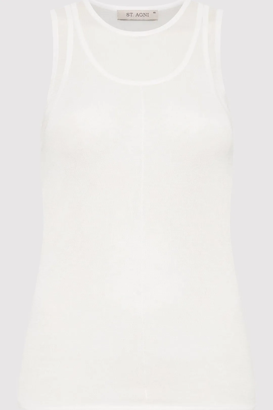 Knitwear*St. Agni Semi Sheer Double Layer Tank - White