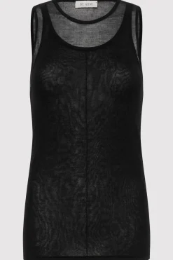 Singlets*St. Agni Semi Sheer Double Layer Tank - Black