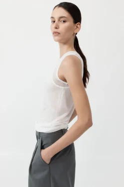 Tops*St. Agni Semi Sheer Double Layer Tank - White