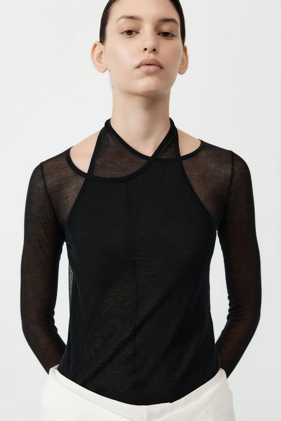 Tops*St. Agni Semi Sheer Loop Top - Black