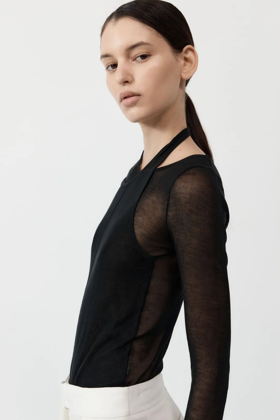 Knitwear*St. Agni Semi Sheer Loop Top - Black