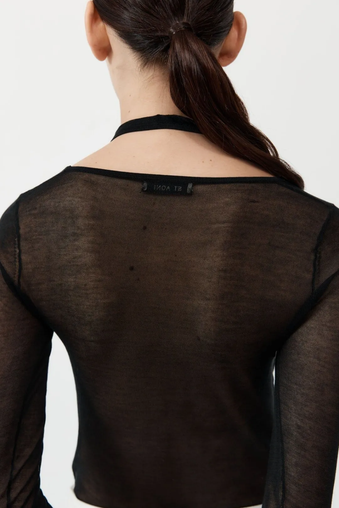 Knitwear*St. Agni Semi Sheer Loop Top - Black