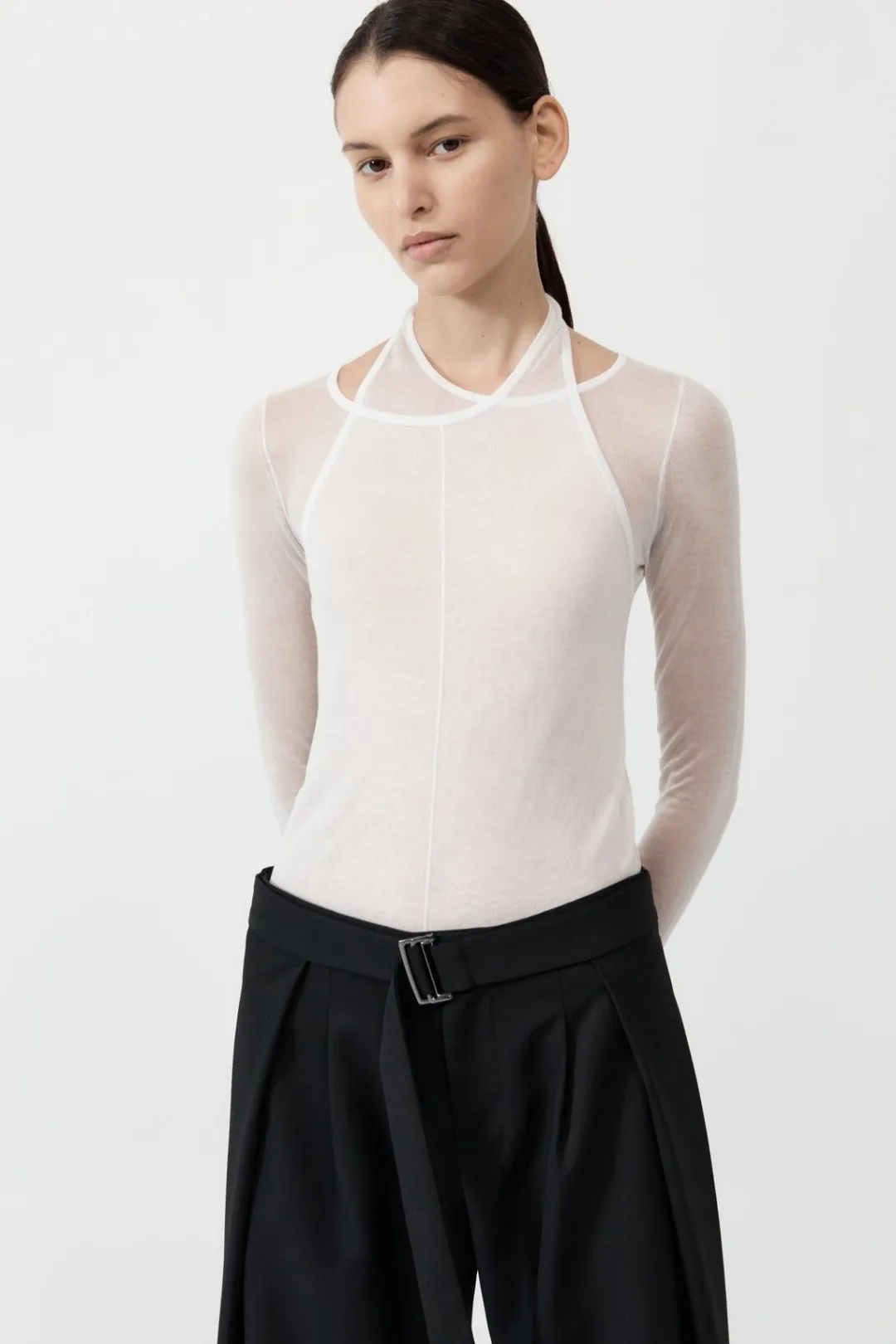 Tops*St. Agni Semi Sheer Loop Top - White