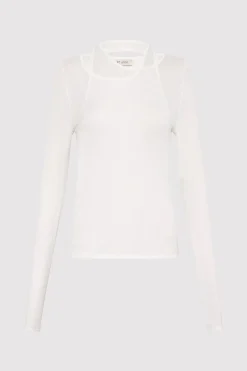 Tops*St. Agni Semi Sheer Loop Top - White