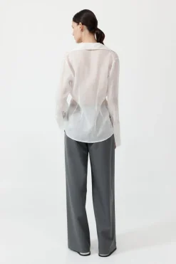 Shirts*St. Agni Sheer Linen Tie Top - White