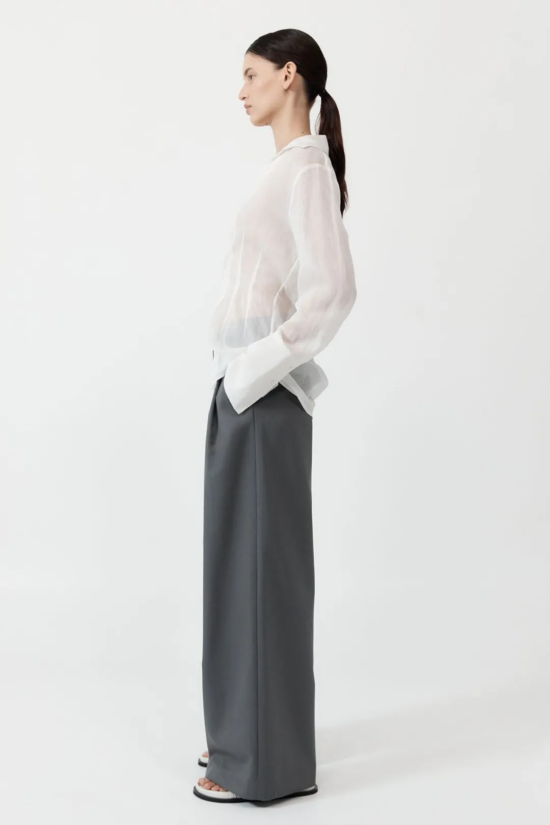 Tops*St. Agni Sheer Linen Tie Top - White