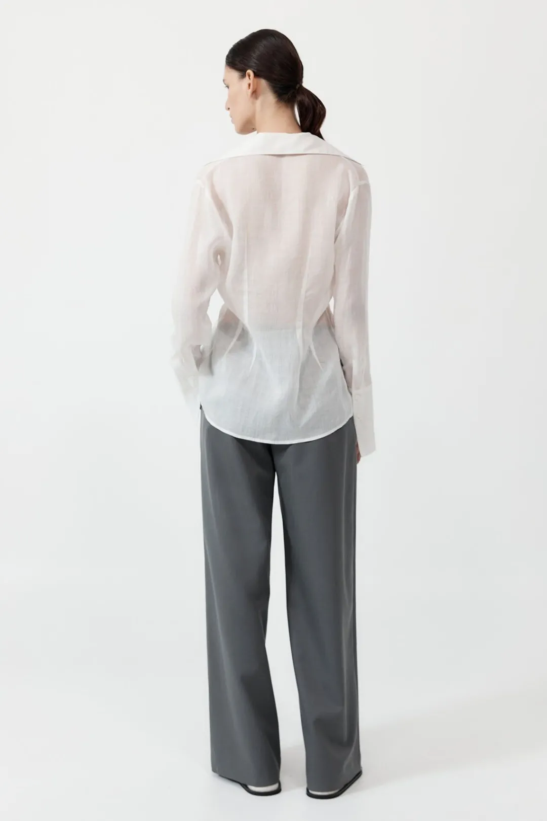 Tops*St. Agni Sheer Linen Tie Top - White