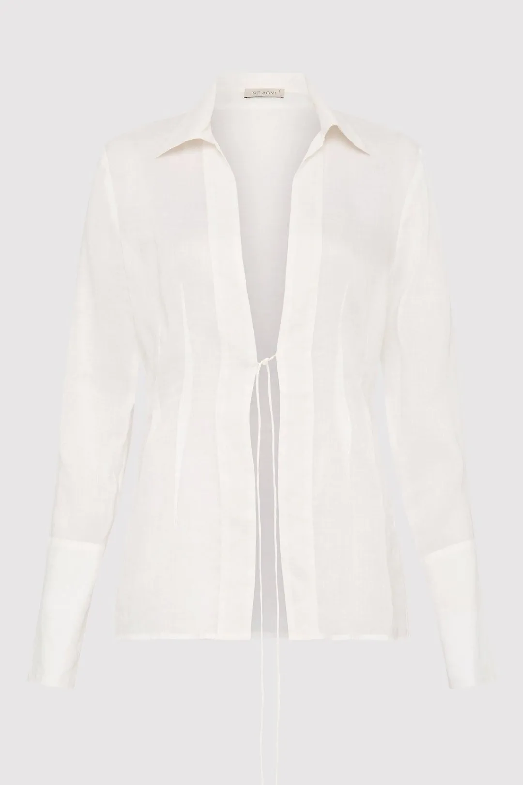 Tops*St. Agni Sheer Linen Tie Top - White