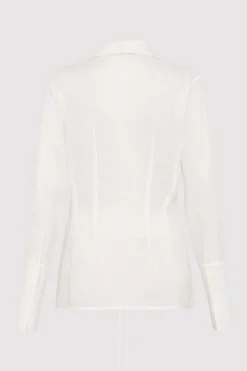 Tops*St. Agni Sheer Linen Tie Top - White