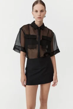 Unisex*St. Agni Sheer Organza Shirt - Black