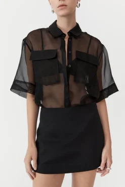Unisex*St. Agni Sheer Organza Shirt - Black