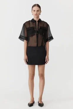 Tops*St. Agni Sheer Organza Shirt - Black